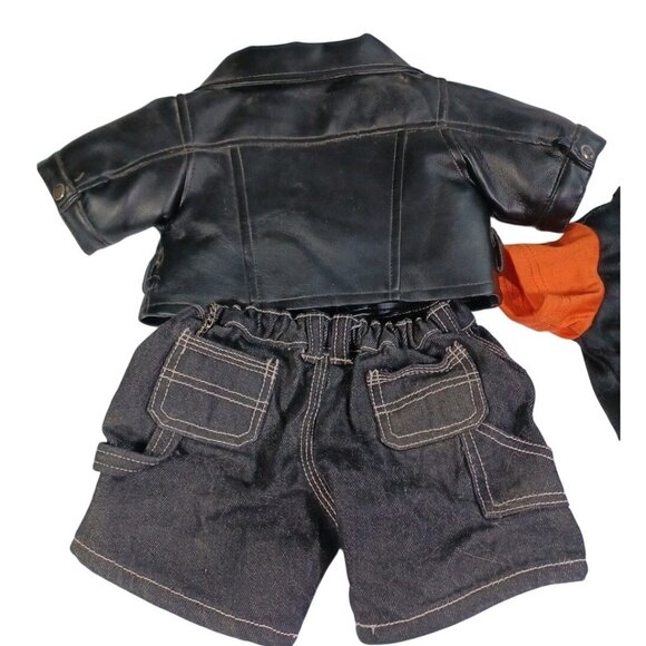 Complete Build A Bear Harley Davidson Outfit Leather Jacket Jeans Shirt Boots - Picture 4 of 6